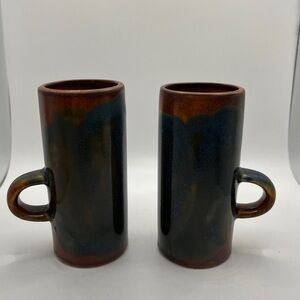 Set Of 2 Ceramic Espresso Mugs Coffee Bar Decor